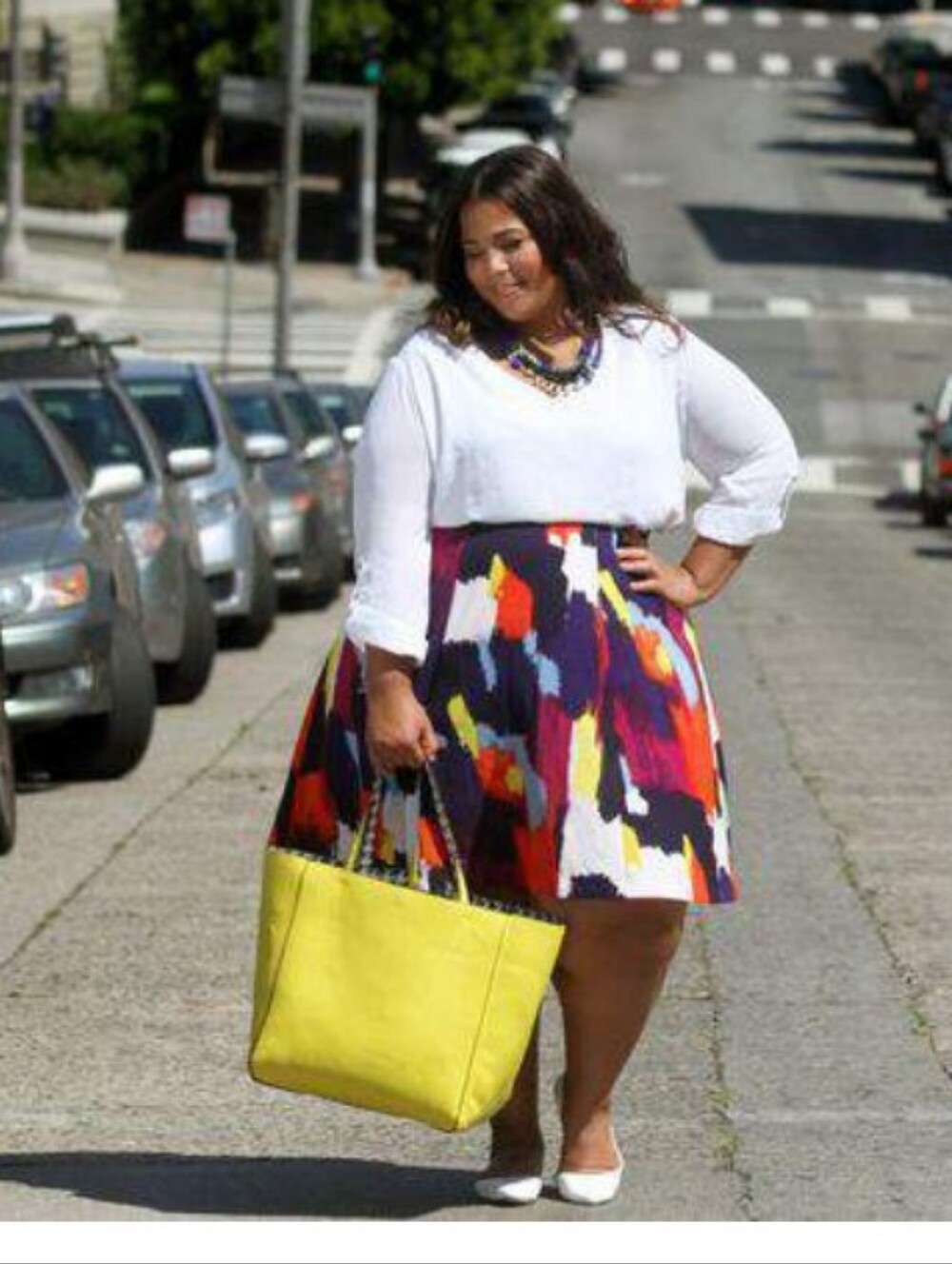 Ava & Viv Plus Size 18: Multicolor Abstract Circle Skirt with Bold Brushstroke